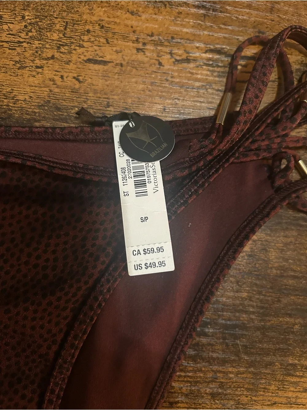 Victoria's Secret Maroon Textured Bikini Bottom